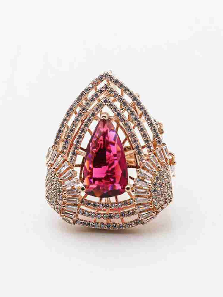 odette Pink Garnet Diamond Rose Gold Zirconia Ring Stone Ring ...