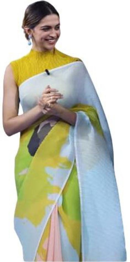 Buy Bollywood Deepika Padukone inspired multi color crushed saree in UK,  USA and Canada