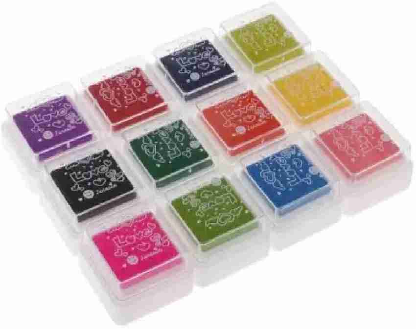 KNAFS Multi-Colored Finger Print Ink Pads for Kids DIY Craft Scrap Booking  Set of 12 pcs (Set Of 12, Multicolor) - stamp pad ink 