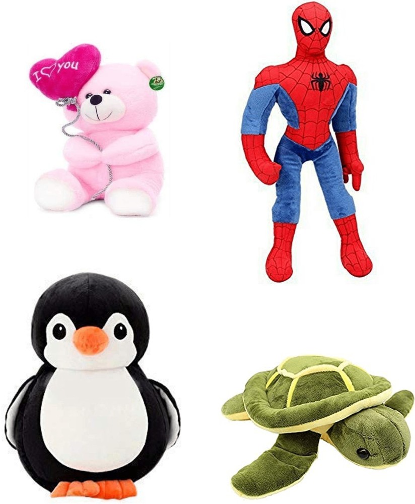 LABATHWAYS Spider man Ballon Panda Penguin Turtle Soft toy Baby toys Kids toy Soft toy Toy for girl birthday gift for girl boys Combo Pack Of 4 35 cm Spider man