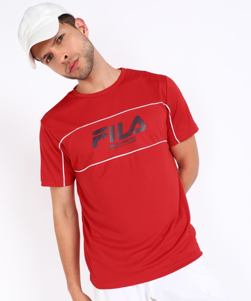 FILA Printed Men Round Neck Red T Shirt Buy FILA Printed Men