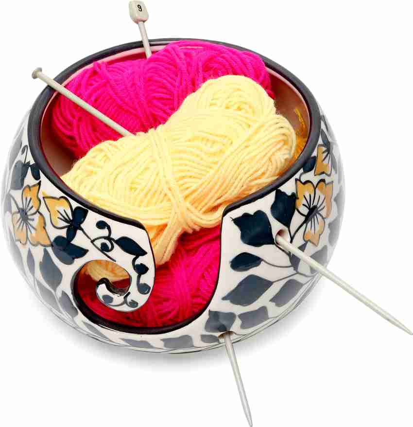 Wooden Yarn Bowl,Yarn Bowls with Lid for Knitting Crochet Yarn Ball Holder  Handmade Yarn Storage Bowl,Dark Wood 
