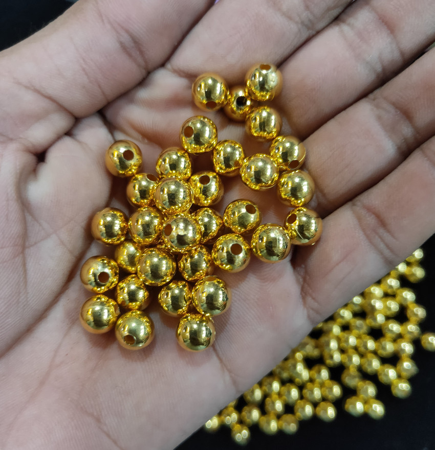The Unique 8mm Golden Finish Round Moti Beads For Jewellery
