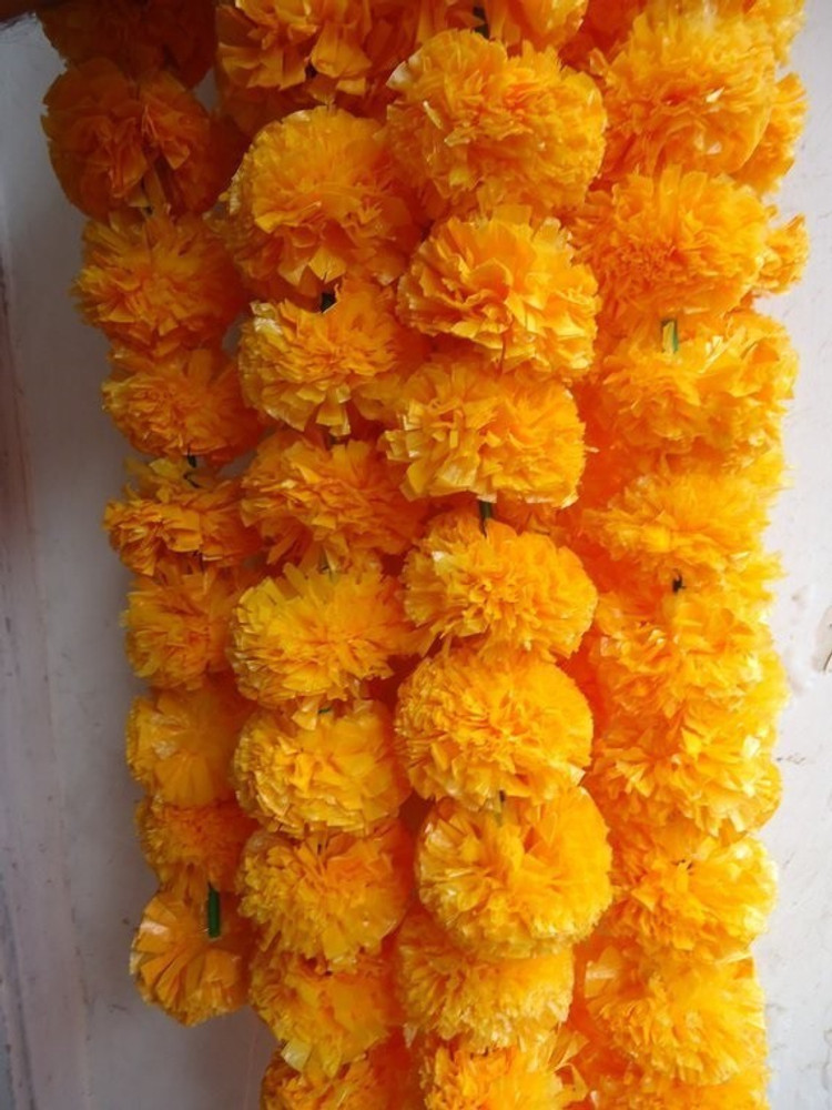 Goyal Traders Artificial Marigold Flowers Garlands For Decoration Pack Of 5 Yellow Marigold Artificial Flower Price in India Buy Goyal Traders Artificial Marigold Flowers Garlands For Decoration Pack