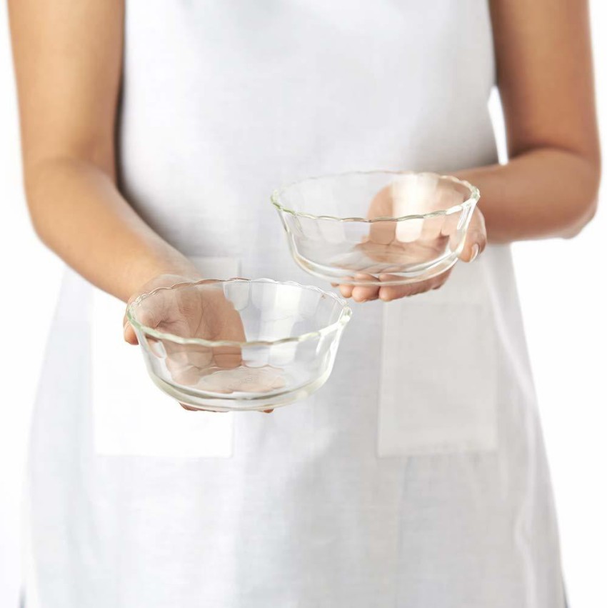 Borosil Glass Solid Mixing & Serving Bowls With Lids, Oven & Microwave Safe  Bowl, Set Of 2 (900 Ml, 900 Ml), Borosilicate Glass, Clear