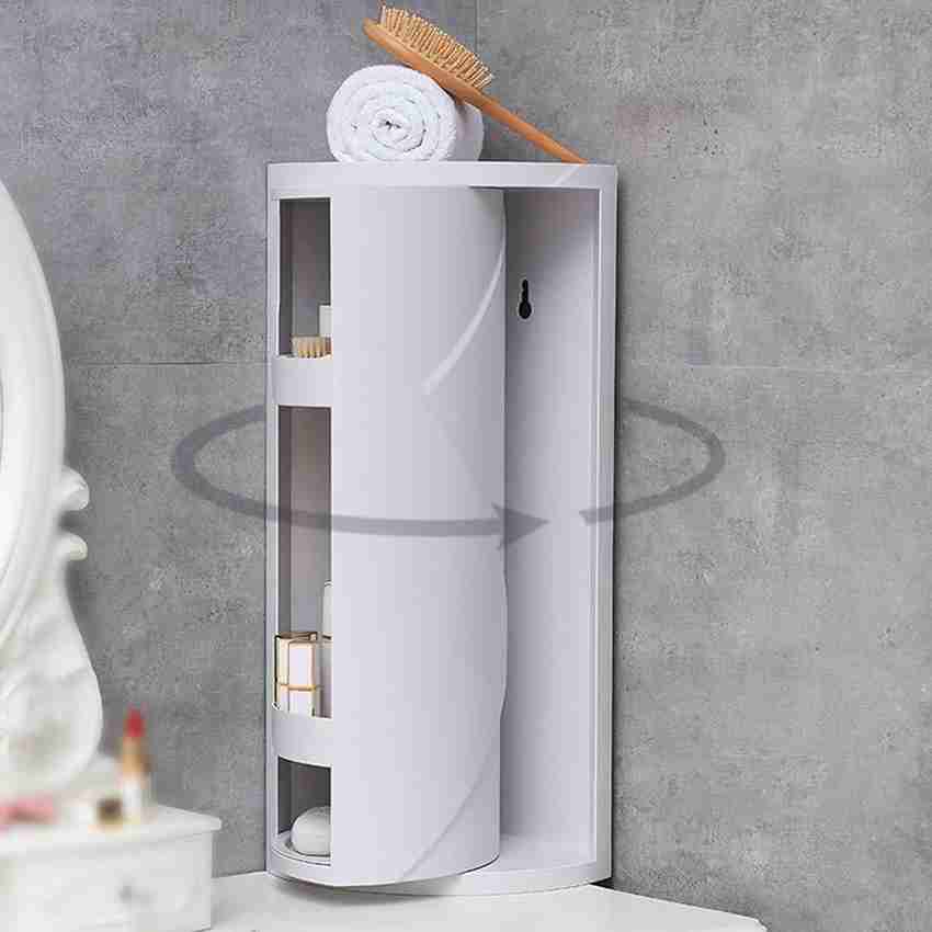 HUEX Bathroom Rotating Triangle Storage Rack 360 Degree Rotating Organizer Plastic Triangle Shelf Dust Proof Waterproof Corner Rack for Cabinet Bathroom Kitchen Bedroom Plastic Wall Shelf Price in Ind...