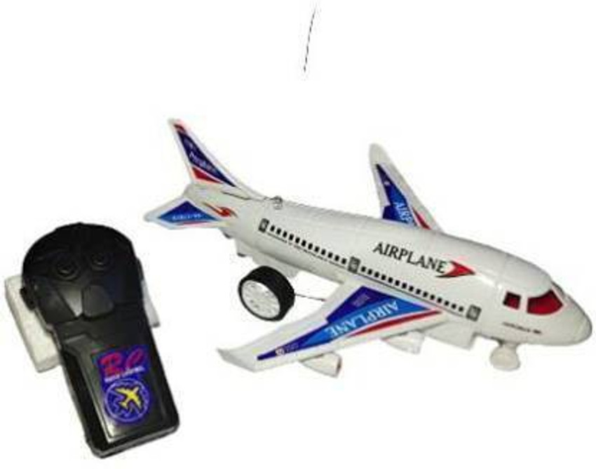 Tricolor Remote Control Running Airplane Toys For Kids White