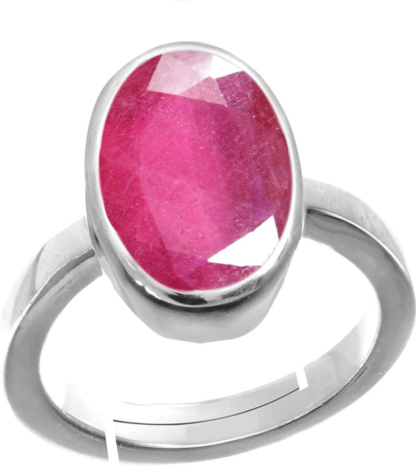 JewelryGift Natural Silver Plated Adjustable Ring Pink Ruby 5.25 Ratti Stone Ring Oval Shape Faceted Cut in size 6 To 15 for Men Women Stone Ruby Silver Plated Ring Price in