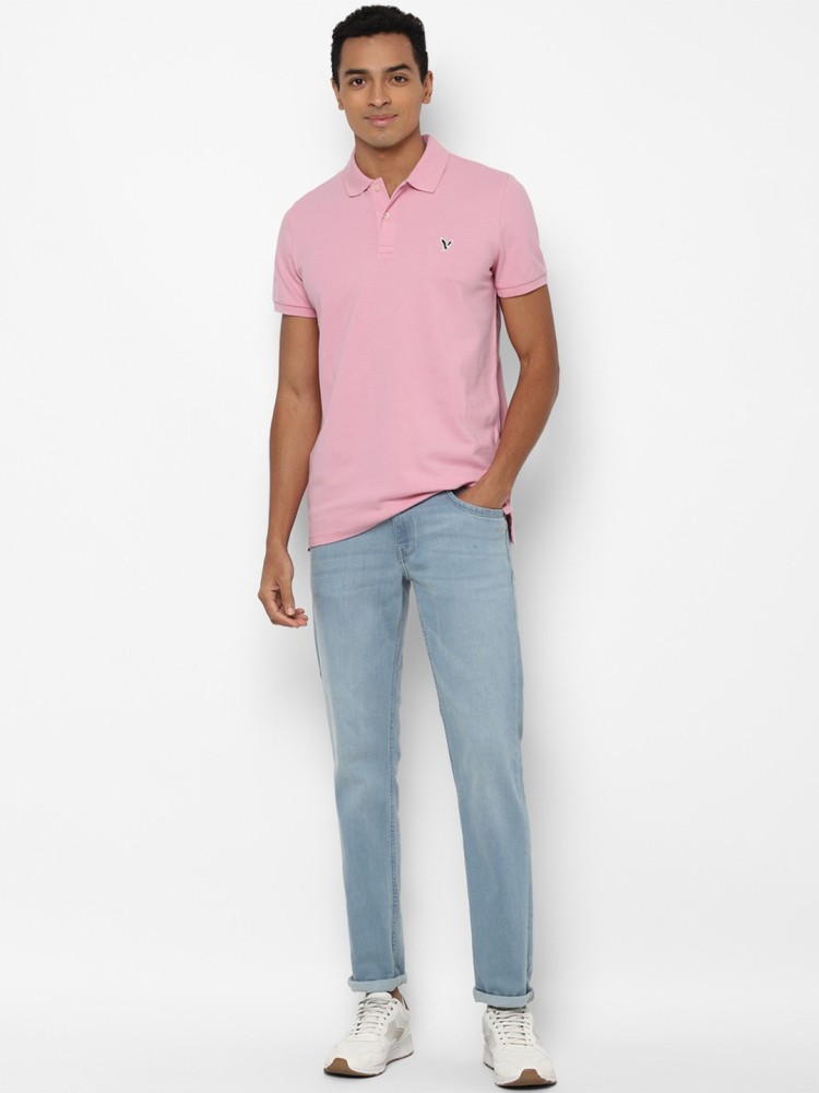 Neck in T-Shirt T-Shirt Outfitters Online Eagle Best Buy Solid at Neck Solid Polo - Outfitters Men Pink India Men Pink American Eagle American Prices Polo