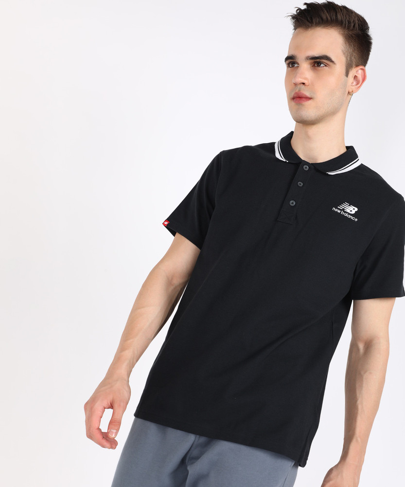 New Balance Solid Men Polo Neck Black T-Shirt - Buy New Balance Solid Men  Polo Neck Black T-Shirt Online at Best Prices in India | Flipkart.com