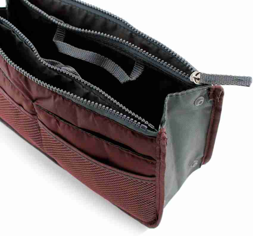 Vercord Premium Nylon Purse Organizer Tote Handbag Insert Organizers Bag in  Bag Zipper 13 Pockets Black Small