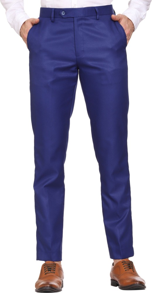 Buy Broadstar Royal Blue Bootcut High Rise Trousers for Womens Online   Tata CLiQ