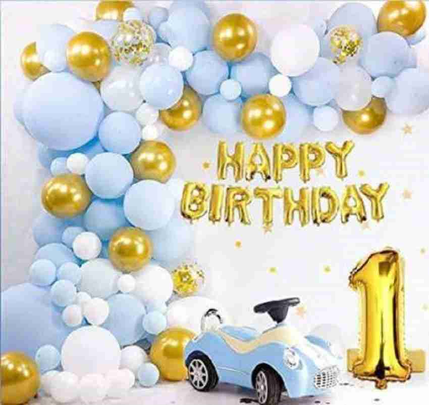 Giftzadda Printed Pastel Blue Theme Decoration Combo Kit for  Birthday Boy 1st Birthday Balloon - Balloon