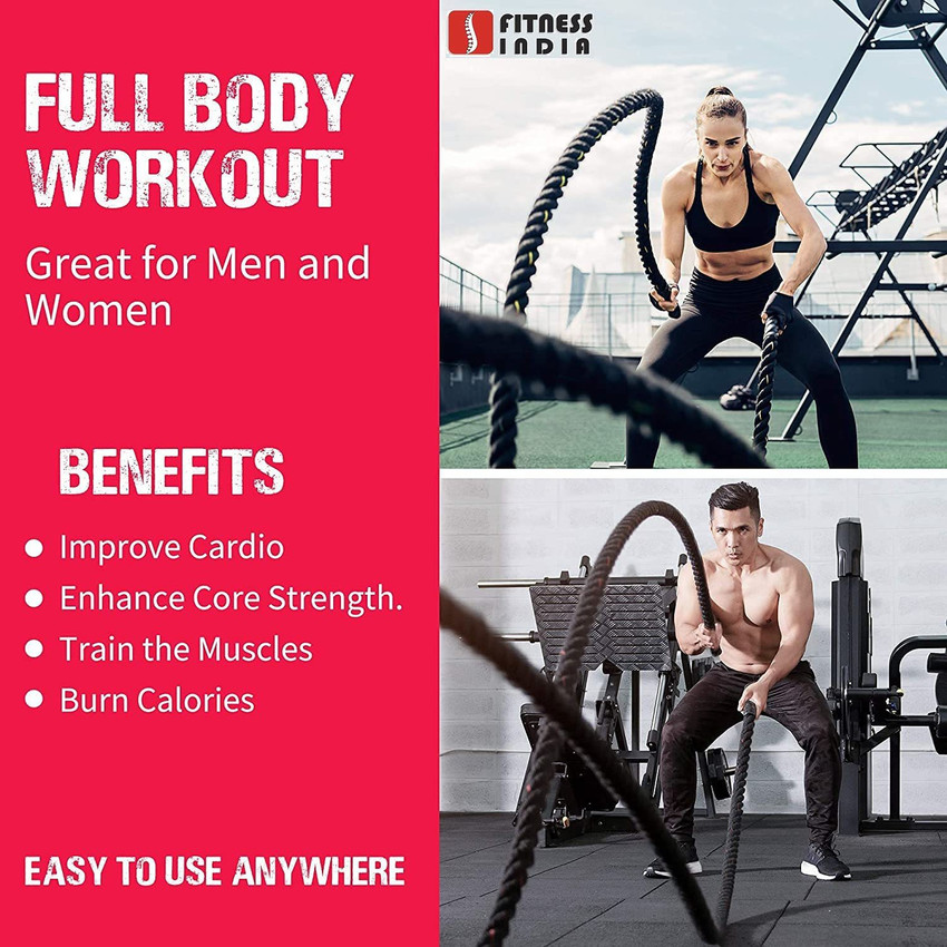 Fitness India Exercise Battle Rope 2 inch 20 Feet Length with