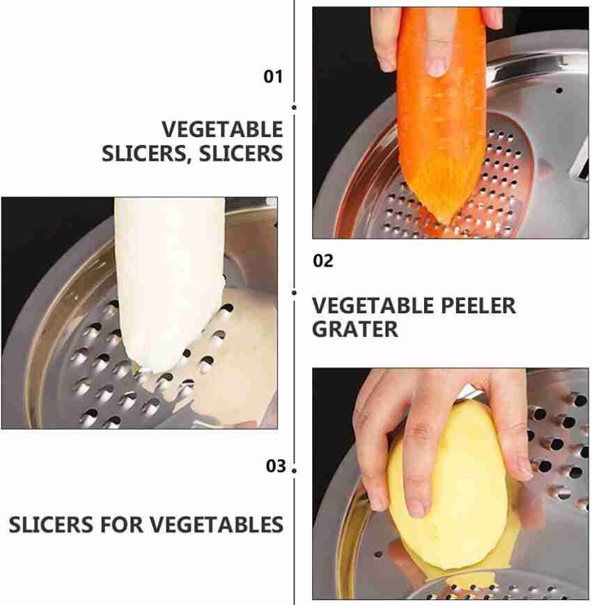 3pcs/Set, Colander Set, Stainless Steel Vegetable Slicer, Fruit Slicer,  Vegetable Grater, Potato Peeler, Carrot Grater, Metal Strainer, Round Rice  Was