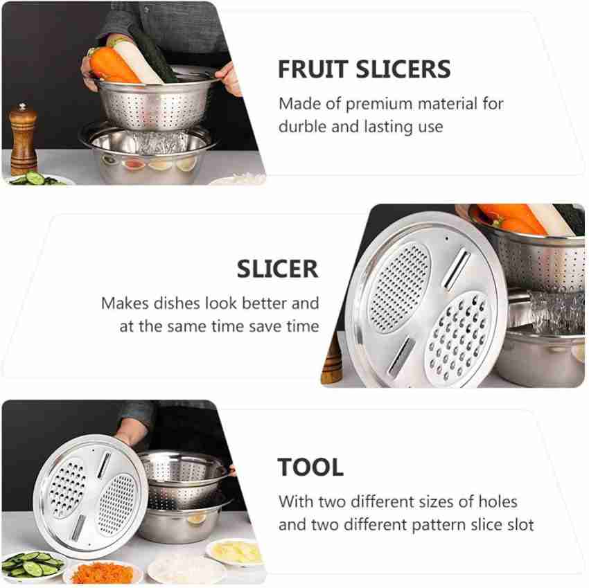 Multifunctional Stainless Steel Basin with Grater Vegetable Cutter with Drainage 26cm, Size: 26 cm