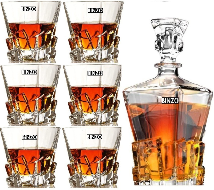 KANARS Whiskey Decanter And Glasses Set in Unique Gift Box - Original  Crystal Liquor Decanter Set For Bourbon, Scotch, Vodka, Rum or Whisky,  5-Piece