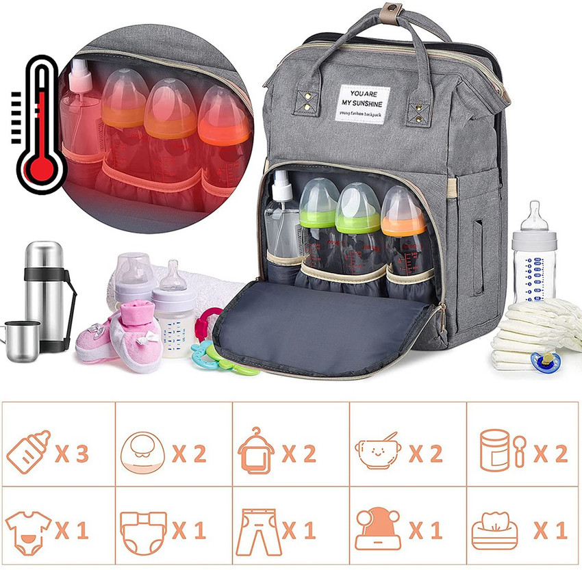 PATPAT Diaper Bag Portable Baby Backpack Bed Stylish Diaper Bag for Mothers for Travel Mom Nappy Maternity Bag with Stroller Straps Large Capacity for Dad Mom Girls Bed Stylish Diaper Bag