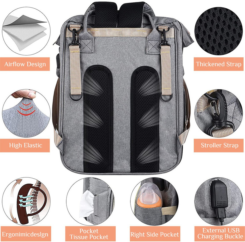 PATPAT Diaper Bag Portable Baby Backpack Bed Stylish Diaper Bag