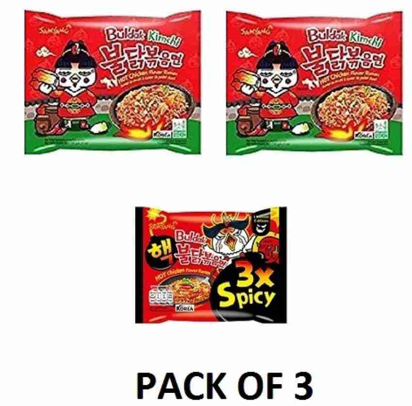 Samyang Buldak Kimchi Hot Chicken Flavour Ramen Instant Korean Noodles -  135gm*2Pack &Buldak 3XSpicy Instant Noodles 140Gm (Pack of 3) 410gm (Combo  Pack ) Imported) Non-Vegetarian Instant Noodles Non-vegetarian Price in  India - Buy