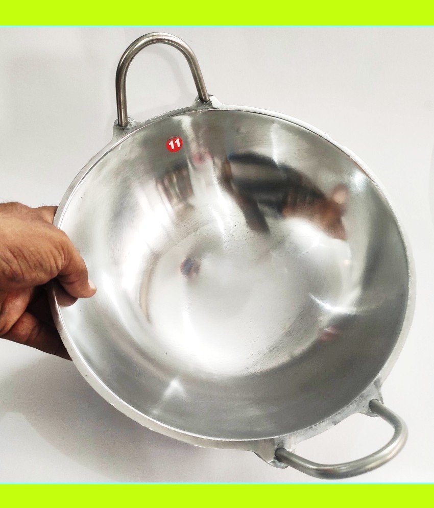 Silver Iron Kadai For Cooking Induction Base Medium Size: 1500ml