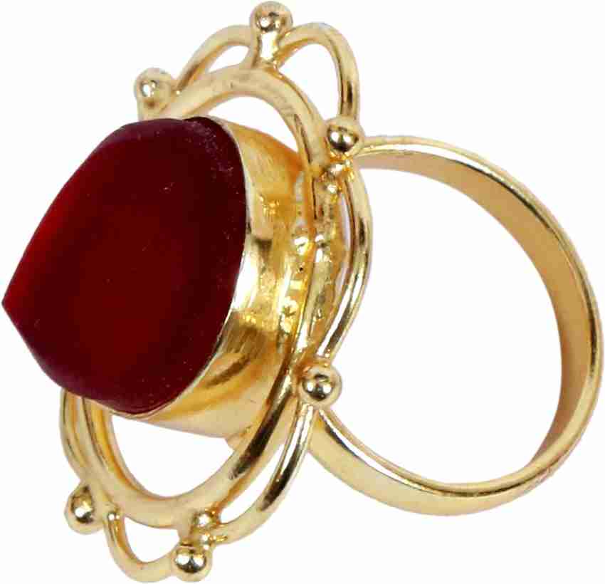 Dastkaar Creations Lilly Raw Stone Rings MAROON Alloy Ring