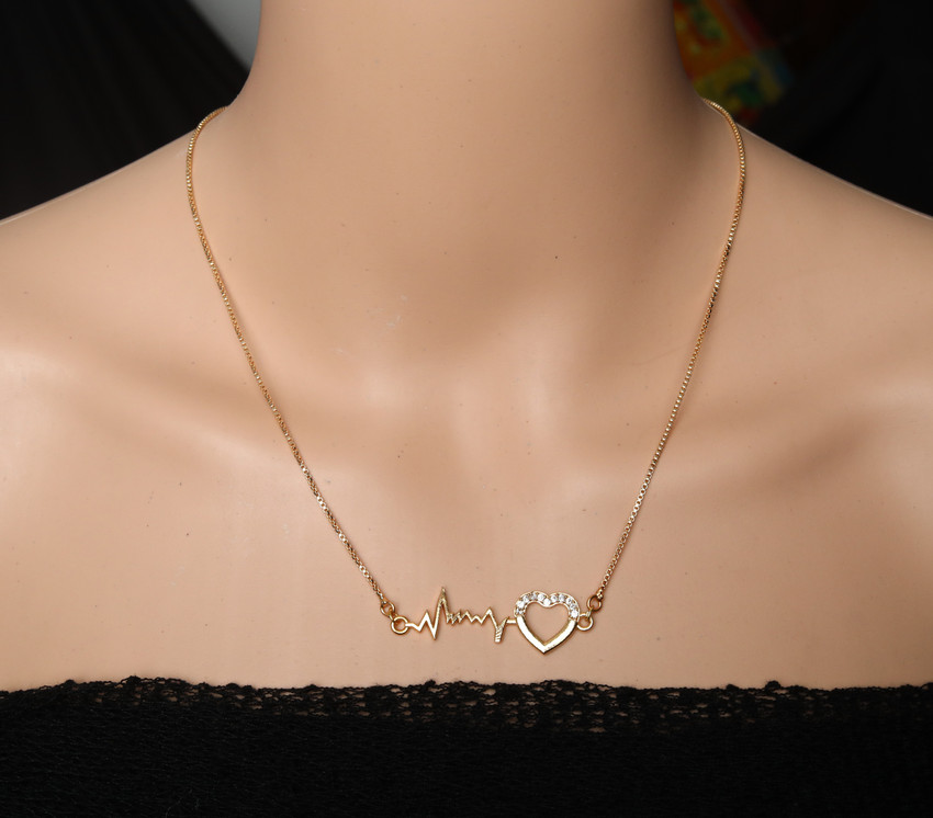 Okoye Heartbeat necklace with bracelet for girls women Gold