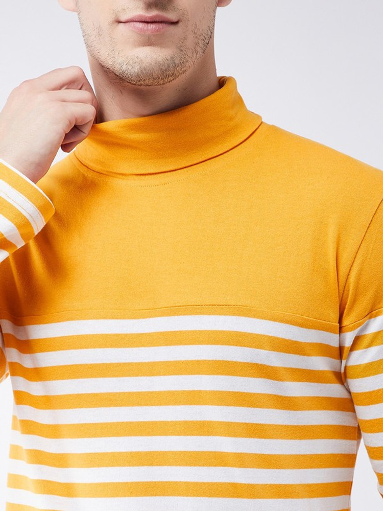 Yellow and white striped turtleneck mens best sale