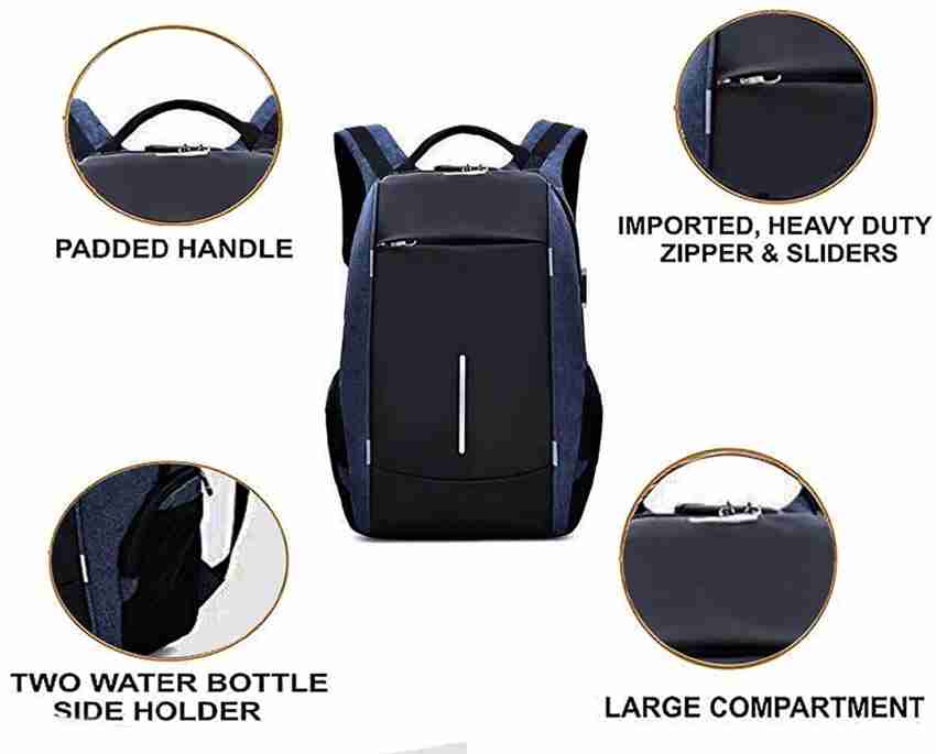 Multifunction Anti-Theft 20 to 35 Litre Backpack with Shoes Compartment Bag, Black