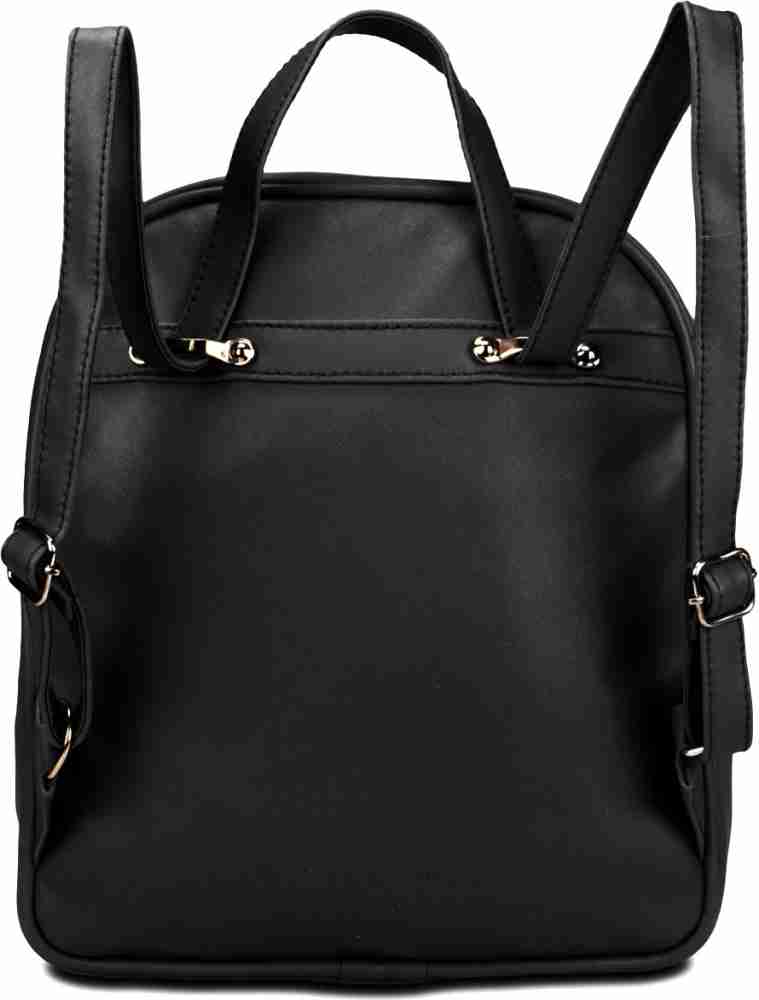 Cute black leather cheap backpack