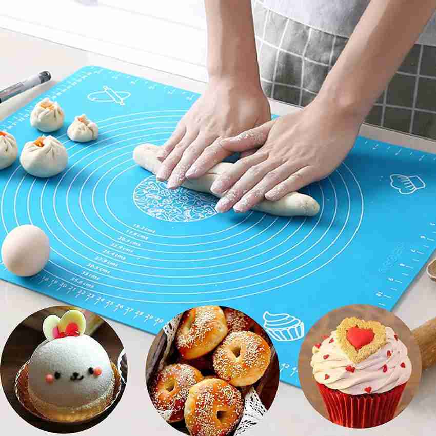 Reusable Non-Stick Silicon Roti Mat Pastry Fondant Dough Roti Chapati  Rolling Baking Sheet Mat With Measurements 30 x 40 cm (Multicolor)