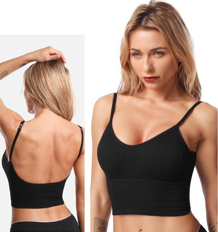 MYYNTI Women and Girls Cotton Padded Wire Free Longline Bra Crop Tops for  Sports Workout Gym Soft Breathable Sweat Absorption Free_Size Pack of 1  Women Cami Bra Lightly Padded Bra - Buy