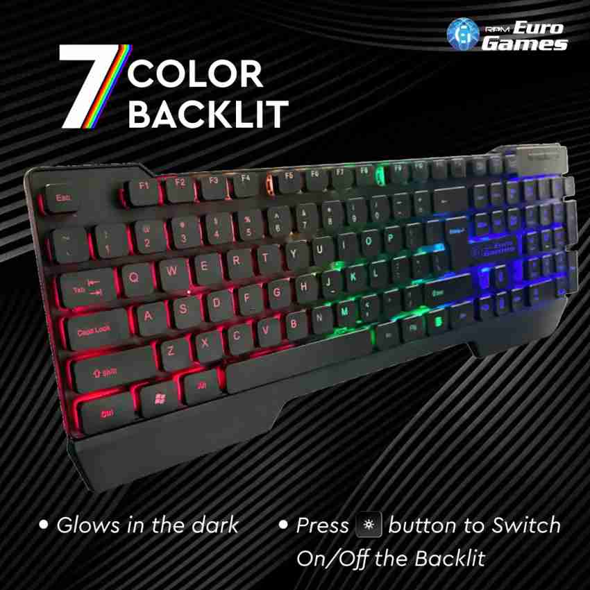 Renewed) RPM Euro Games Gaming Keyboard Wired 7 Color LED Illuminated &  Spill Proof Keys, Black, Medium - Price History