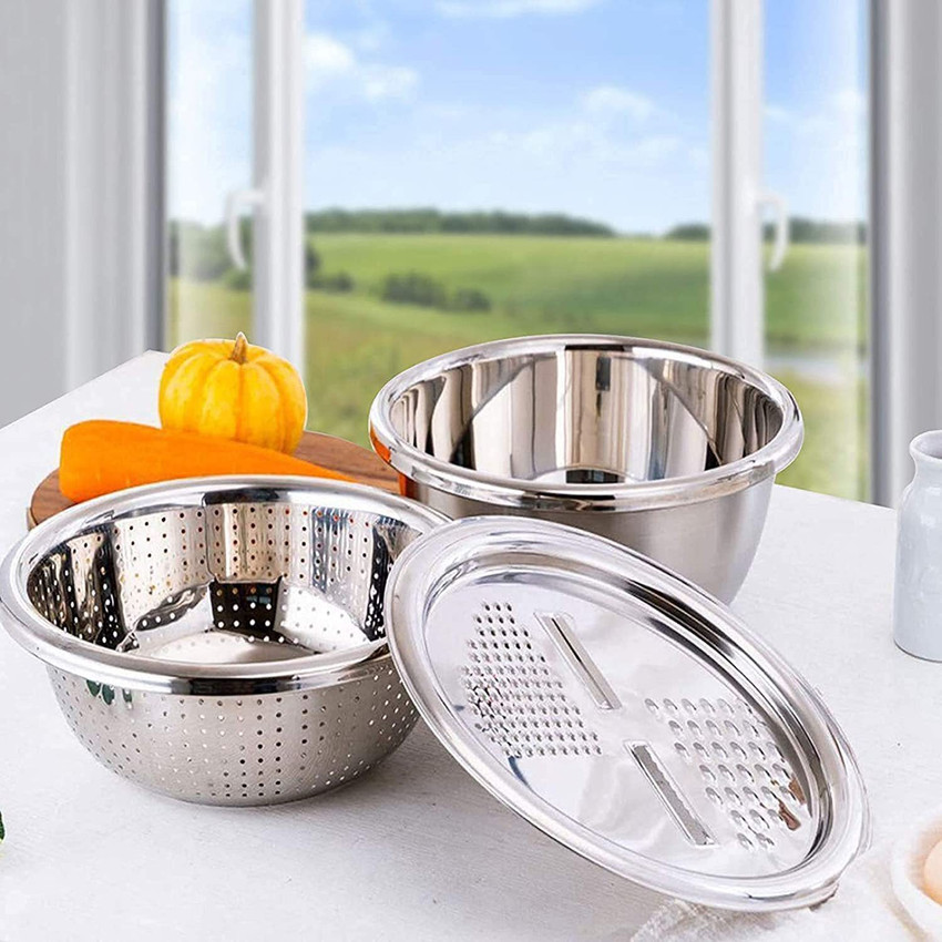 ChouhanjiStore 3 in 1 Multifunctional Stainless Steel Basin Grater