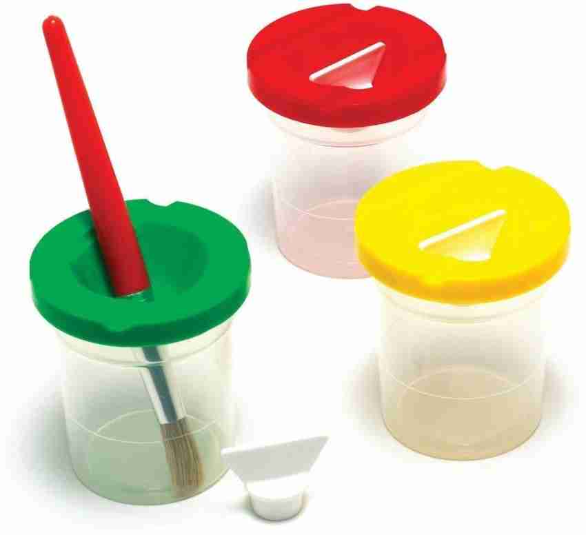 KNAFS Lid Plastic Painting Cup Water Cups for Painting Brush Holder  Container - Set of 4 