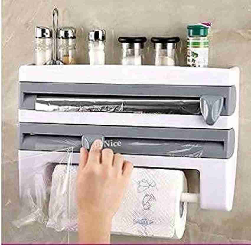 VGmax 4-in-1 Wall Mount Tissue Holder Multifunctional Kitchen Plastic Wrap  Cling Film Paper Roll Cutter Shelf with Spice Sauce Bottle Storage Paper  Dispenser Price in India - Buy VGmax 4-in-1 Wall Mount