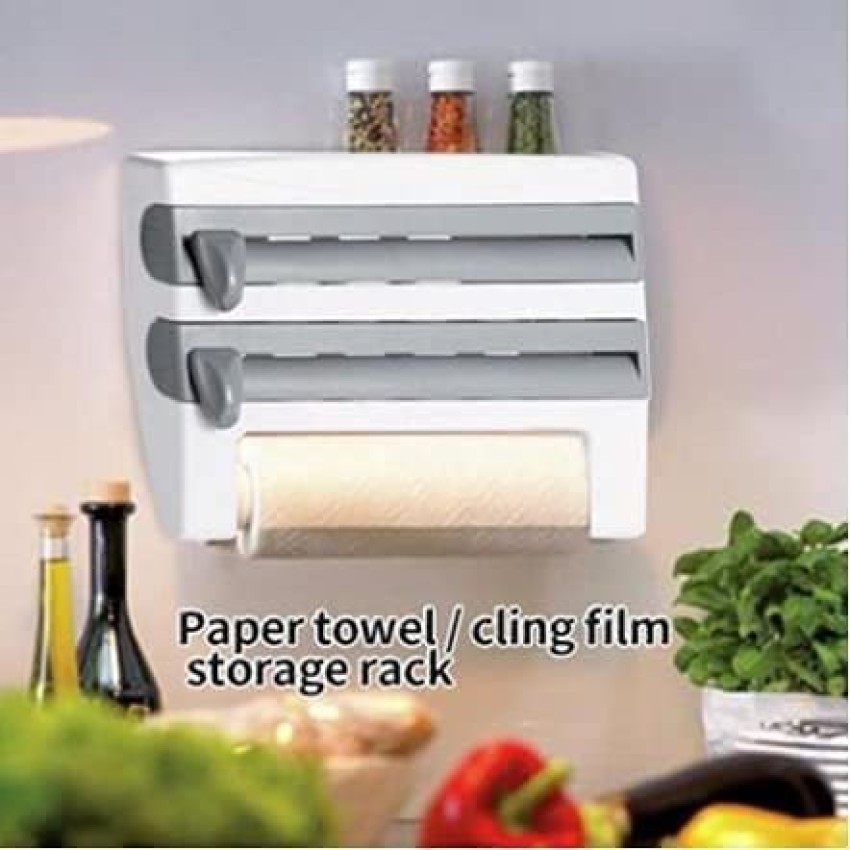 4 In 1 Foil Dispenser Paper Towel Holder Kitchen Spice Shelf