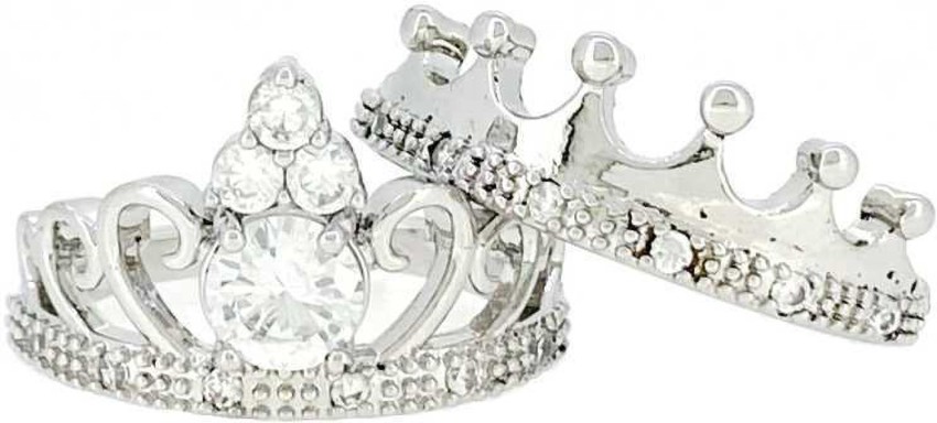 Vougefashion King Crown and Queen Crown with Diamond Rings