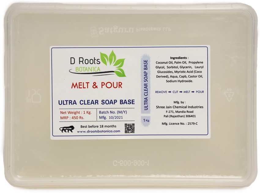 D Roots Botanica Premium Ultra Clear Soap Base Melt & Pour Natural