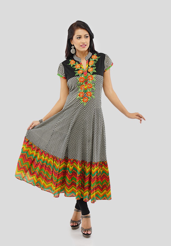 Shakumbhari Women Printed Anarkali Kurta Buy BLACK Shakumbhari