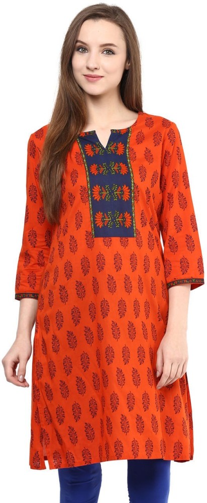 Rangmanch by Pantaloons Women Printed Straight Kurta - Buy ORANGE Rangmanch  by Pantaloons Women Printed Straight Kurta Online at Best Prices in India