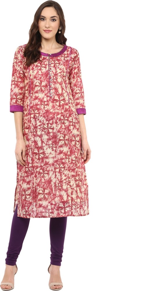 Buy Womens Cotton Crepe 34 SleeveKnee Length Printed Sequence Striped  Kurta Kurtis Online at Best Prices in India  JioMart