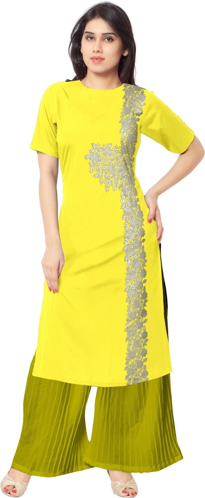 Ahalyaa Women Solid Straight Kurta - Buy Yellow Ahalyaa Women