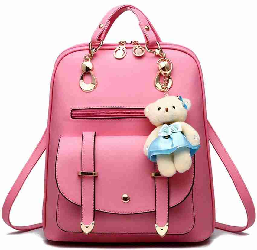 Reglas Women Leather Backpacks Students School bags for Girls Teenagers Travel Rucksack Small Shoulder Bag 10 L Backpack Peach Price in India Flipkart