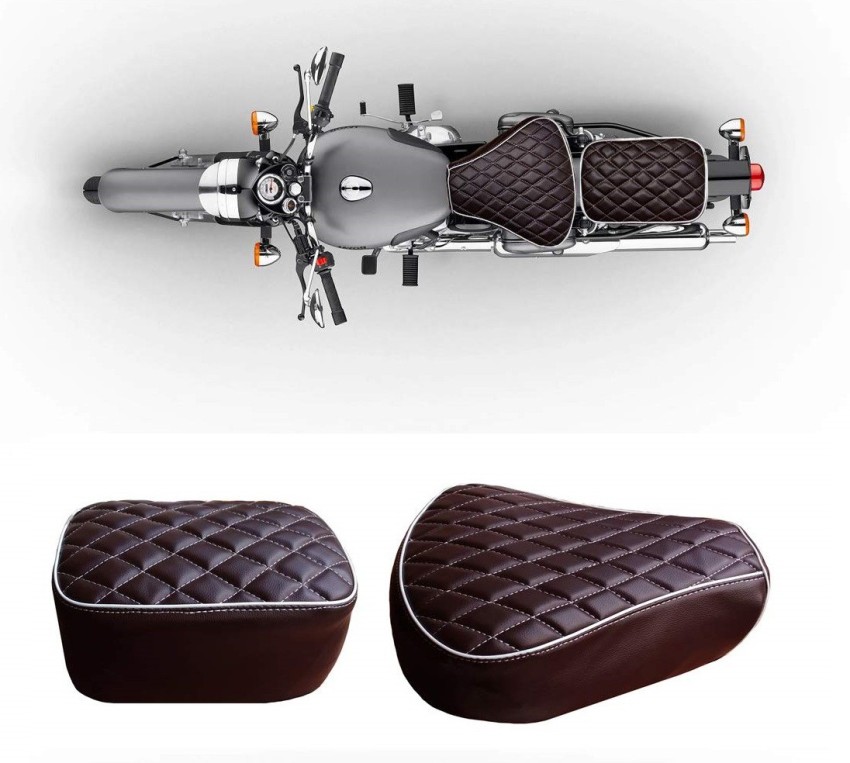 KOHLI BULLET ACCESSORIES Fancy Seat Cover Brown For Royal Enfield Classic  350/500cc Split Bike Seat