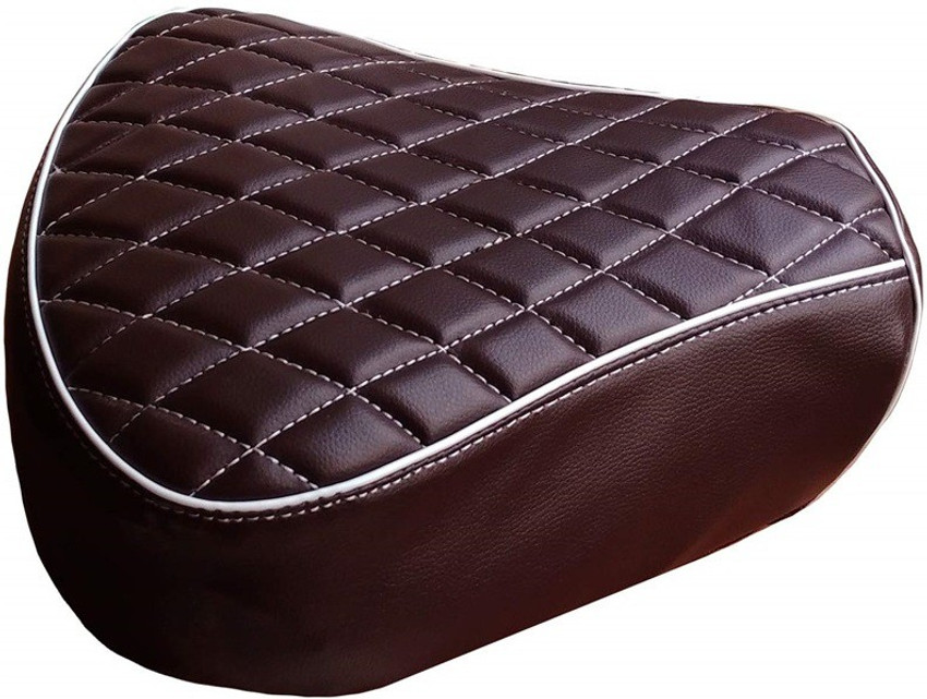 WHEETOYKART Leather Foam Motor Bike Designer Seat Cover for Royal Enfield Classic 350 500cc Dark Brown Split Bike Seat Cover For Royal Enfield Classic 350 Classic 500 Classic Classic Chrome Classic De...