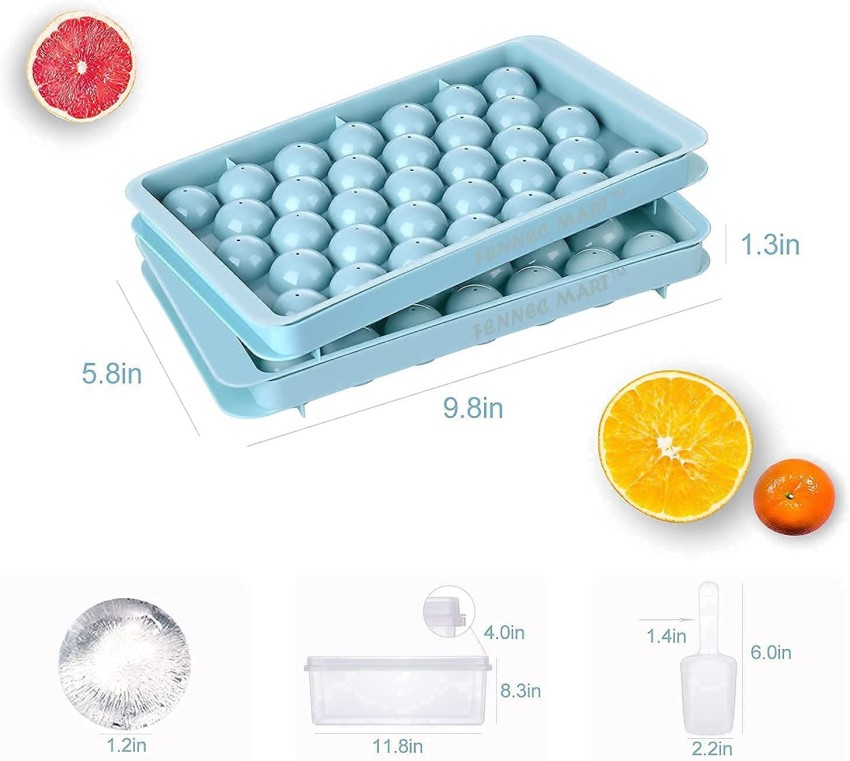 2 Packs Ice Cube Tray Plastic Ice Ball Maker Mold for Freezer 66 Pcs  Reusable Small Ice Ball Maker Circle Ice Making Tray Mini Round Ice Cube  Maker Sphere Ice Cocktail Whiskey