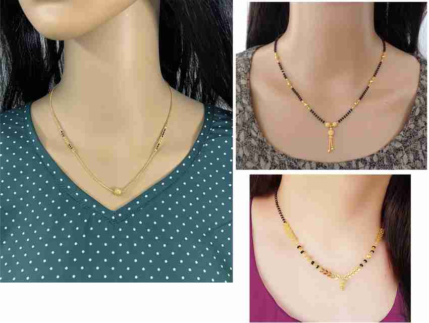Hitarth Fashion Jewellery Alloy Gold Mangalsutra Pack of 3 piece