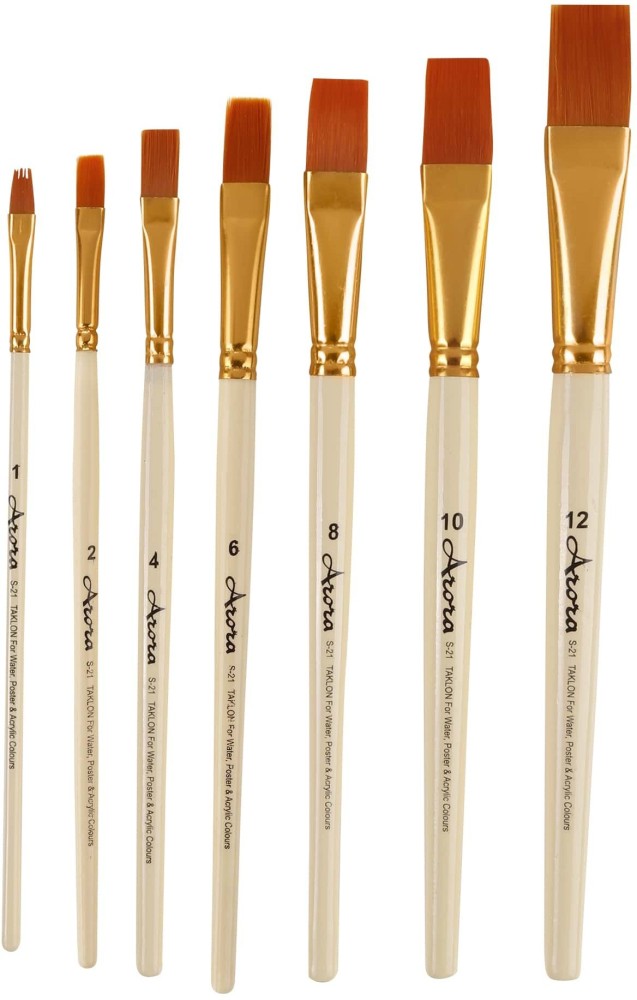 Artist Quality White Bristle Flat Paint Brushes Oil & Acrylic Please Choose  Your Size or Set of 7pcs 
