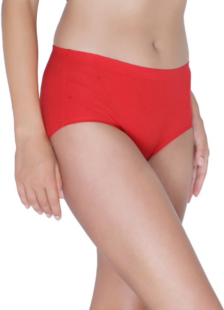 PLUMBURY® Women's Seamless Ice Silk Panties (Pack of 3) Black/Beige/Red